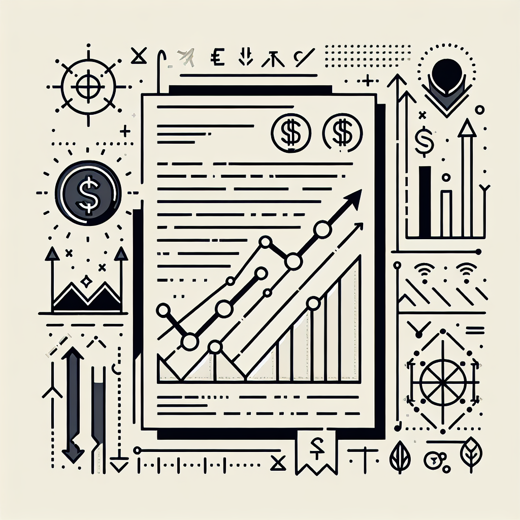 A minimalist line art illustration depicting key concepts of futures trading, including a rising graph, a futures contract document, and basic financial symbols, representing the essence of futures for beginners.