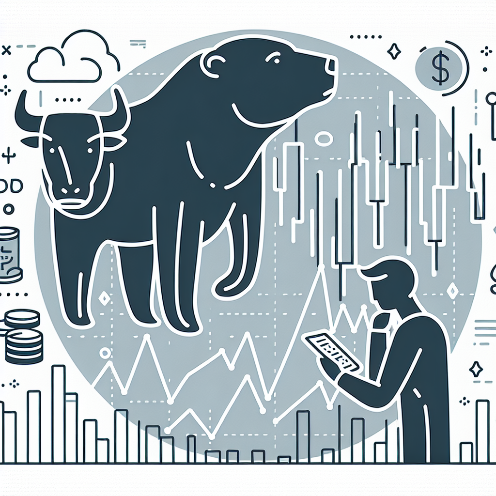 A minimalist line art illustration depicting essential futures trading concepts with symbols like a bull and bear, a candlestick chart, and a small figure analyzing data.