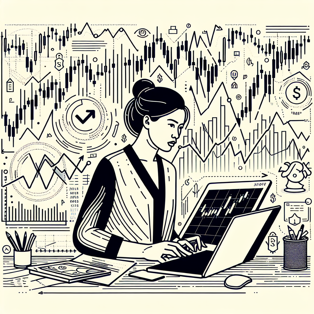 A minimalist line art illustration depicting various trading tools and indicators in a dynamic composition, symbolizing strategic adjustments in futures trading amidst market volatility.