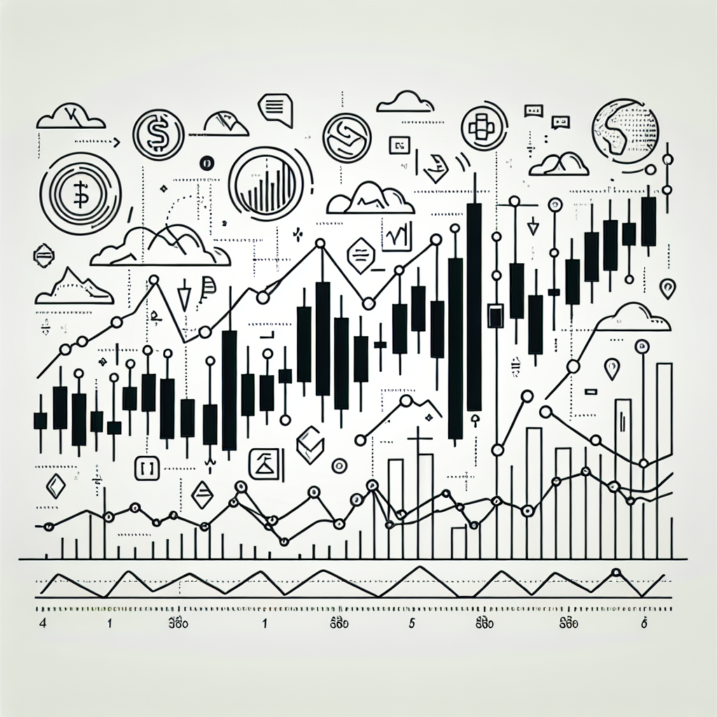 A minimalist line art illustration depicting various key components of futures trading strategy, including charts, graphs, and essential tools, symbolizing practical steps in trading.