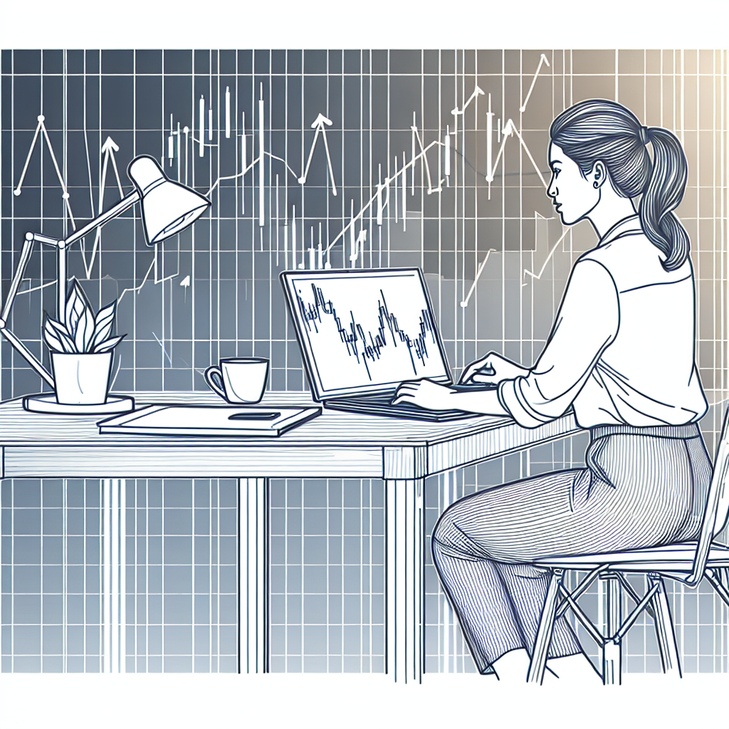 A minimalist line art illustration depicting a trader analyzing futures market charts with upward and downward arrows, symbolizing short-term market movements and swing trading techniques.