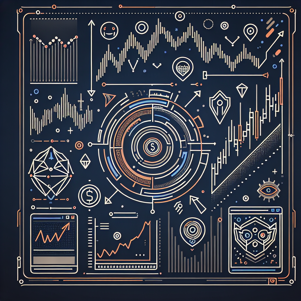 A minimalist line art illustration depicting various elements of market sentiment analysis in futures trading, including stylized graphs, a futuristic digital interface, and abstract representations of emotions and trends.